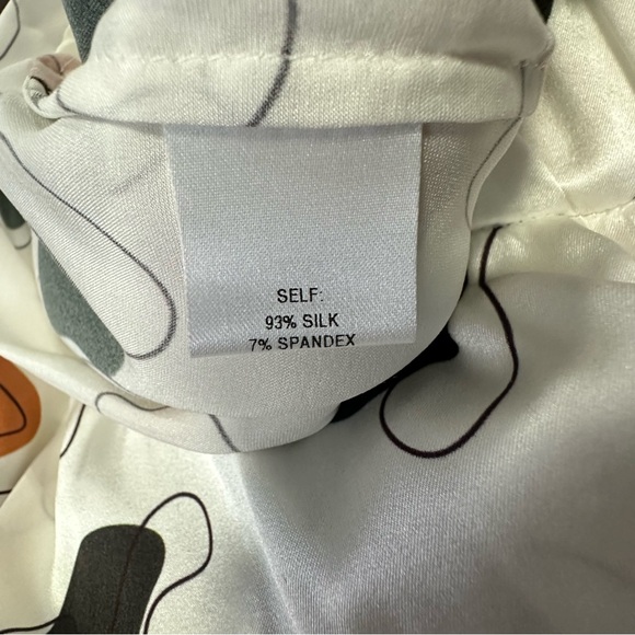 IZA A Monogram Lounge Collection Silk Blend White Printed Pants Size 12 - Picture 9 of 10